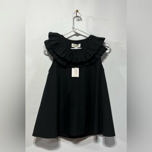 Psophia Taffeta Black Top W/Detachable Ruffle Size XS New With Tags